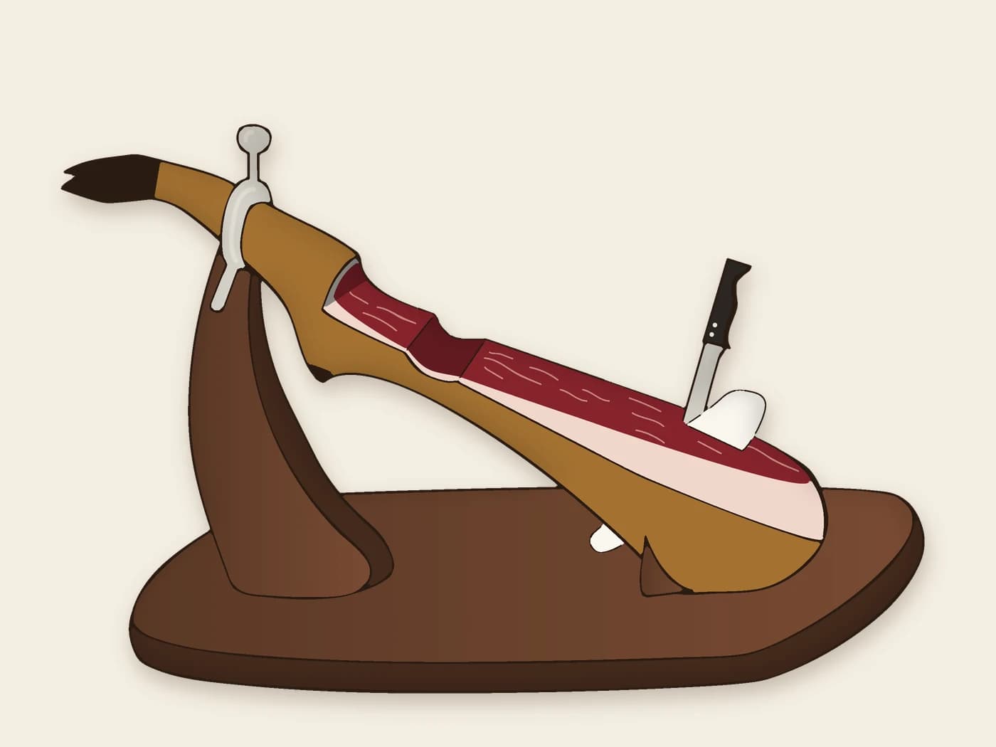 Step 5: the boning knife frees the hip bone on the contra side