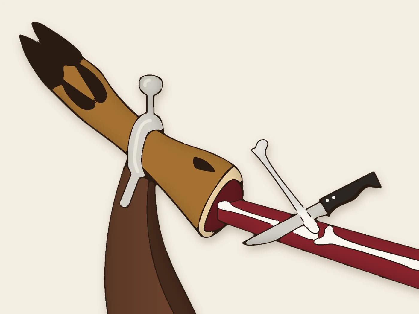 Step 7: the boning knife separates the tibia and fibula at the shank