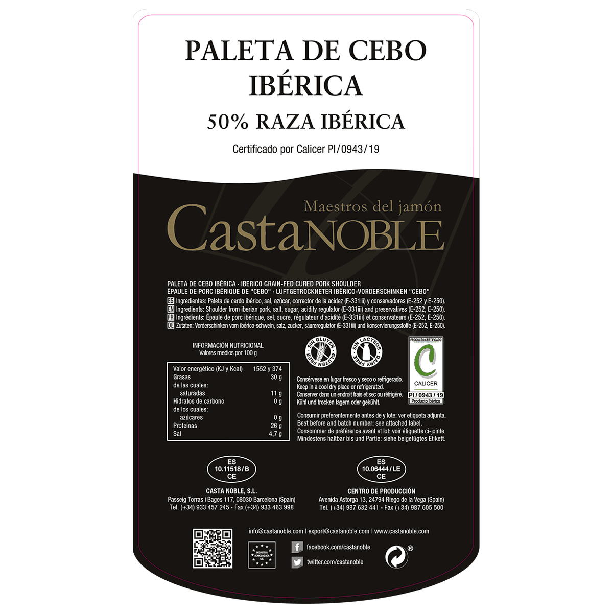 Paleta de Cebo Ibérica 50% Raza Ibérica Deshuesada — imagen 2 de 2