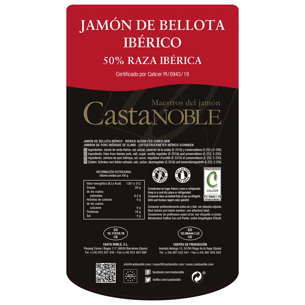 Jamón de Bellota Ibérico 50% Raza Ibérica Loncheado — imagen 2 de 2